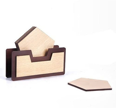 KD SAPRA Hexagon Reversible Wood Coaster Set(Pack of 3)