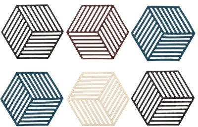 KRIVETY Hexagon Reversible PVC Coaster Set(Pack of 6)
