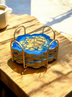 DULI Round Resin Coaster Set(Pack of 6)
