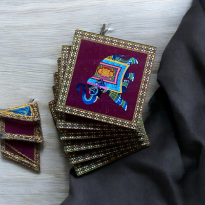 ANB Square Wood Coaster Set(Pack of 6)