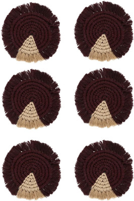 MUD FACTORY Round Cotton Coaster Set(Pack of 6)