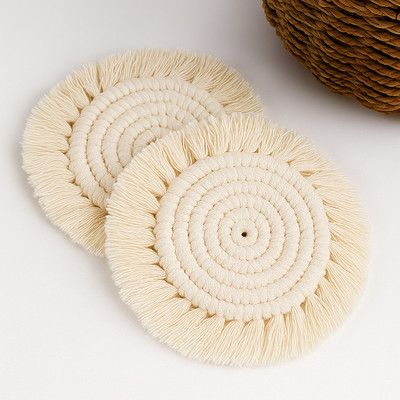 IMIARA Round Reversible Cotton Coaster Set(Pack of 2)