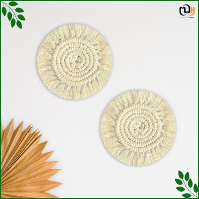 Macrame Wall Hanging Round Cotton Coaster Set(Pack of 2)