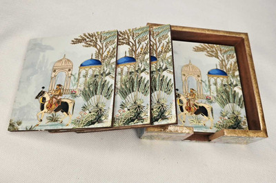The Cove Tales Rectangle Wood Coaster Set(Pack of 6)