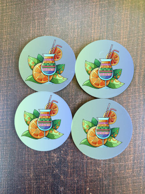 MAYANK CREATION Round Cork Coaster Set(Pack of 4)