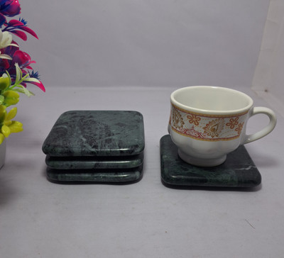TEJASWI CRAFT Square Marble Coaster Set(Pack of 4)
