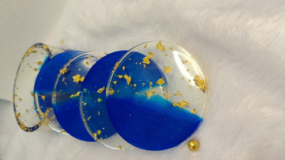 Swati Arts and Crafts Round Resin Coaster Set(Pack of 4)