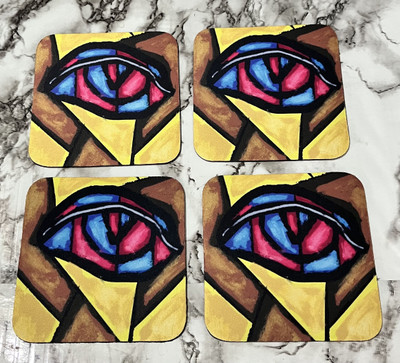AdzSpirit Square Rubber Coaster Set(Pack of 4)