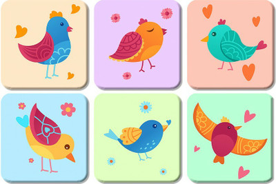 Artvibes Square Wood Coaster Set(Pack of 6)