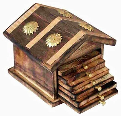 think n crafts Square Reversible Wood Coaster(Pack of 6)