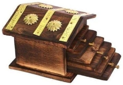 Diana Creations Rectangle Wood Coaster Set(Pack of 6)