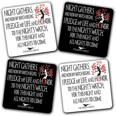Get Fatang Square Reversible Medium Density Fibreboard Coaster Set(Pack of 4)