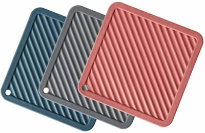 olwick Square Reversible Rubber Coaster Set(Pack of 3)