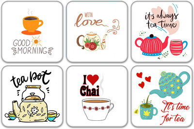 BookYourGift Square Reversible Wood Coaster Set(Pack of 6)