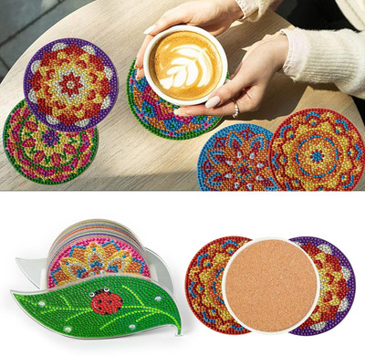 KUBER INDUSTRIES Round Reversible Acrylic Coaster Set(Pack of 6)