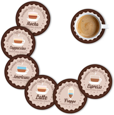 craftinky Round Wood Coaster Set(Pack of 6)