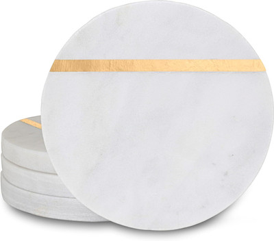 Repan Round Reversible Marble Coaster Set(Pack of 4)