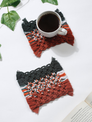 My Creative Hut Rectangle Reversible Cotton Coaster Set(Pack of 2)