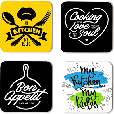 Coastify Square Wood Coaster Set(Pack of 8)