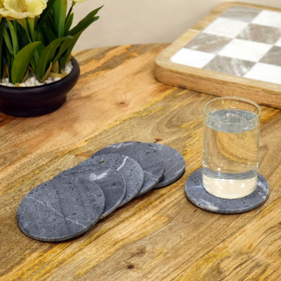 Little Extra Round Marble Coaster Set(Pack of 6)