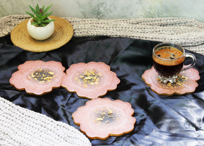 Monstera Hut Round Resin Coaster(Pack of 4)