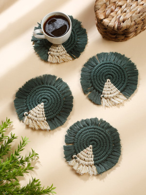 My Creative Hut Round Reversible Cotton Coaster Set(Pack of 4)