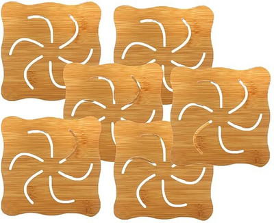 KOOSHLO Square Reversible Wood Coaster(Pack of 6)