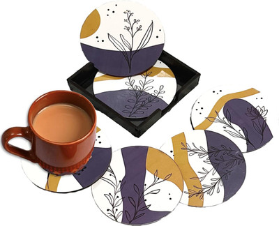 Sketchfab Round Wood Coaster Set(Pack of 6)