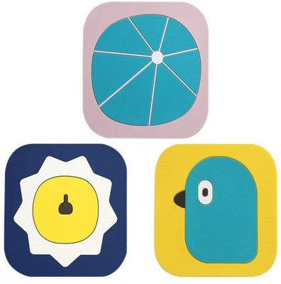 Dweloric Square Reversible PVC Coaster Set(Pack of 3)
