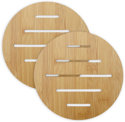 HOKiPO Round Bamboo Coaster Set(Pack of 2)