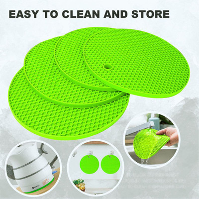 AnjaniputrA Round Reversible Rubber Coaster Set(Pack of 2)