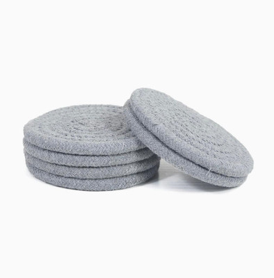 DKDECORATIVE Round Reversible Cotton Coaster Set(Pack of 5)