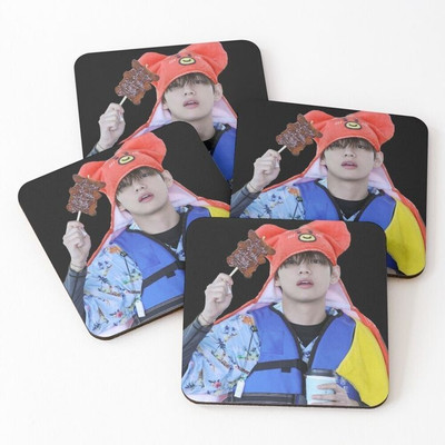 craft maniacs Square Wood Coaster Set(Pack of 4)