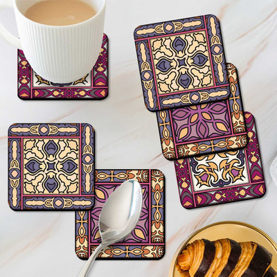 Hothouse Square Medium Density Fibreboard Coaster Set(Pack of 6)