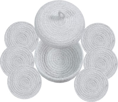 LADLI JEE Round Reversible Cotton Coaster Set(Pack of 6)