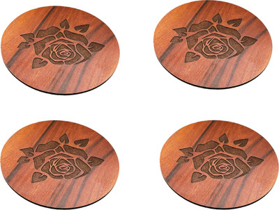Print Ginnie Round Medium Density Fibreboard Coaster Set(Pack of 6)