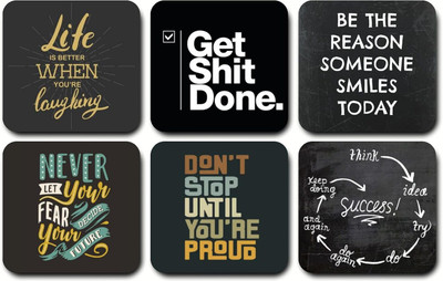 CheeseArt Square Reversible Wood Coaster Set(Pack of 6)