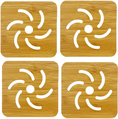 TRUJVE Rectangle Reversible Wood Coaster Set(Pack of 4)
