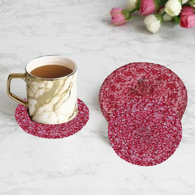 LADLI JEE Round Reversible Polyester Coaster Set(Pack of 6)