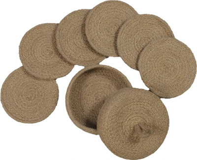 LADLI JEE Round Reversible Jute Coaster(Pack of 6)