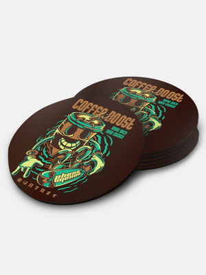 Macmerise Round Medium Density Fibreboard Coaster Set(Pack of 6)