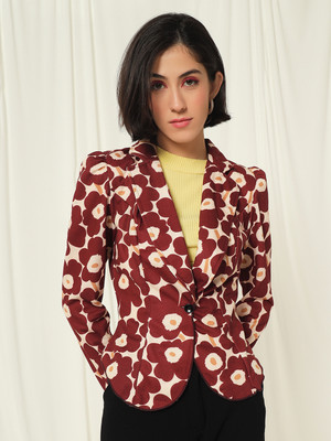 TANDUL Fleece Floral Print Coat