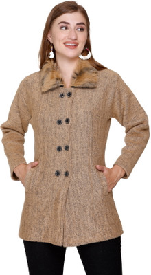 Biwu women pure wool, solid 2 buton style, winter furr Self Design Coat