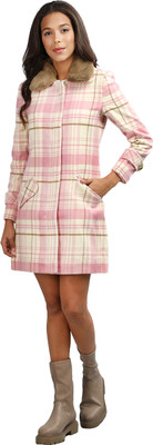honnete Acrylic Polyester Checkered Coat