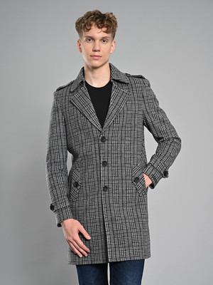 KILLER Polyester Viscose Blend Checkered Coat