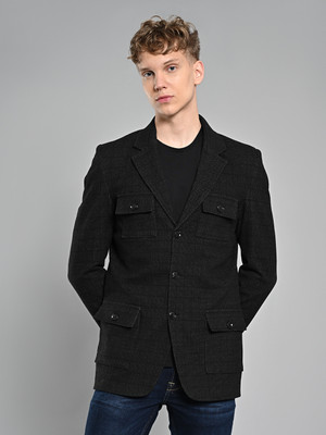 KILLER Polyester Viscose Blend Checkered Coat