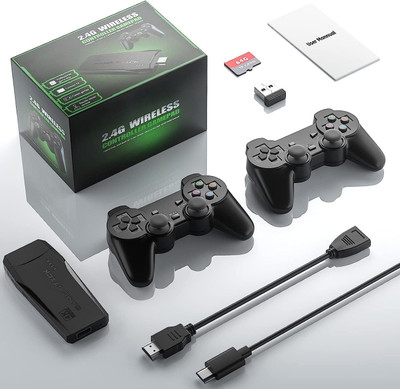 GameStick 2.4G Wireless Controller 4K HD Console Built-in 10k+ Retro Games AX75 Black Edition(Code in the Box - for PC)