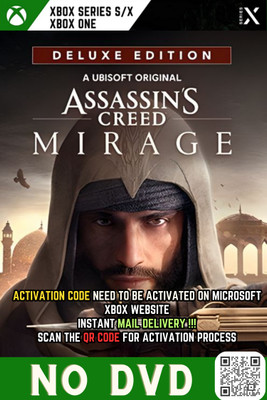 Assassins Creed Mirage-Instant Mail Delivery (ONLY ACTIVATION CODE, NO CD) Deluxe Edition(Code in the Box - for Xbox One)