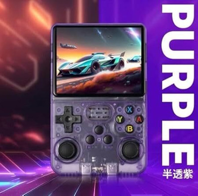 R36S Retro 64GB Transparent Purple Video Game Console Mini Handheld Gamre Exclusive Edition(Code in the Box - for PC)