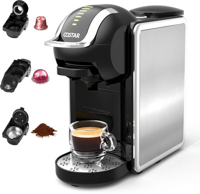 Costar 3-in-1 Espresso Machine, 20 Bar Coffee Maker Compatible with Nespresso Original 10 Cups Coffee Maker(Silver, Black)